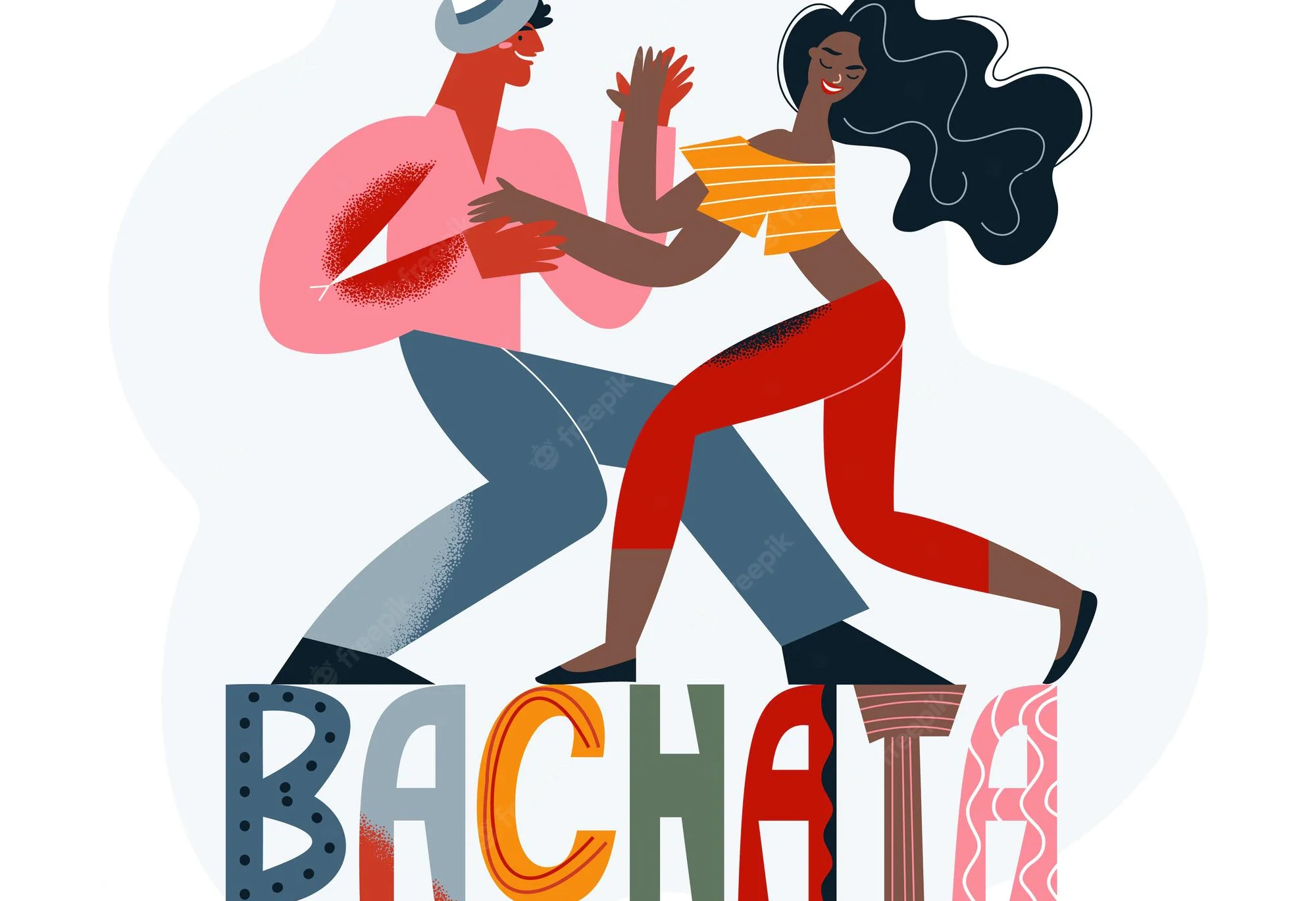 Illustration där en man och kvinna dansar bachata.